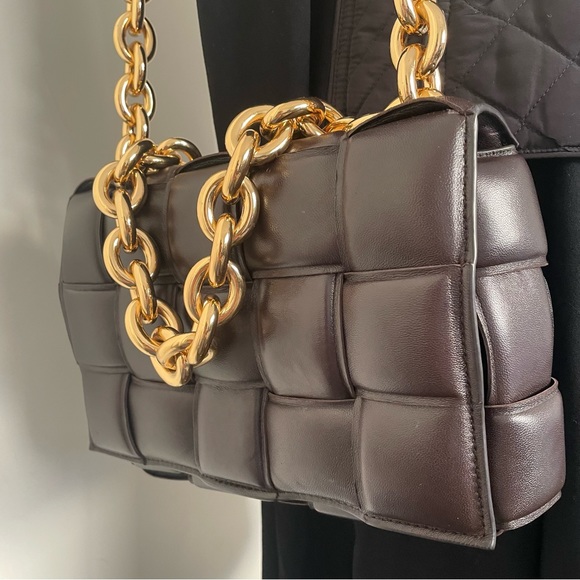 HOST PICK⭐️BOTTEGA VENETA CHAIN CASSETTE BAG -Padded lambskin leather-DARK BROWN - Picture 13 of 16